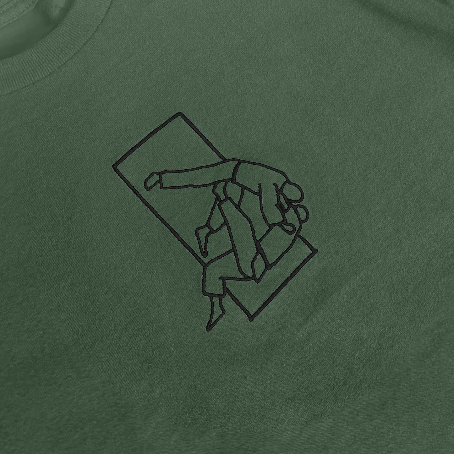 'Sutemi' Embroidered T-shirt - Military Green & Black