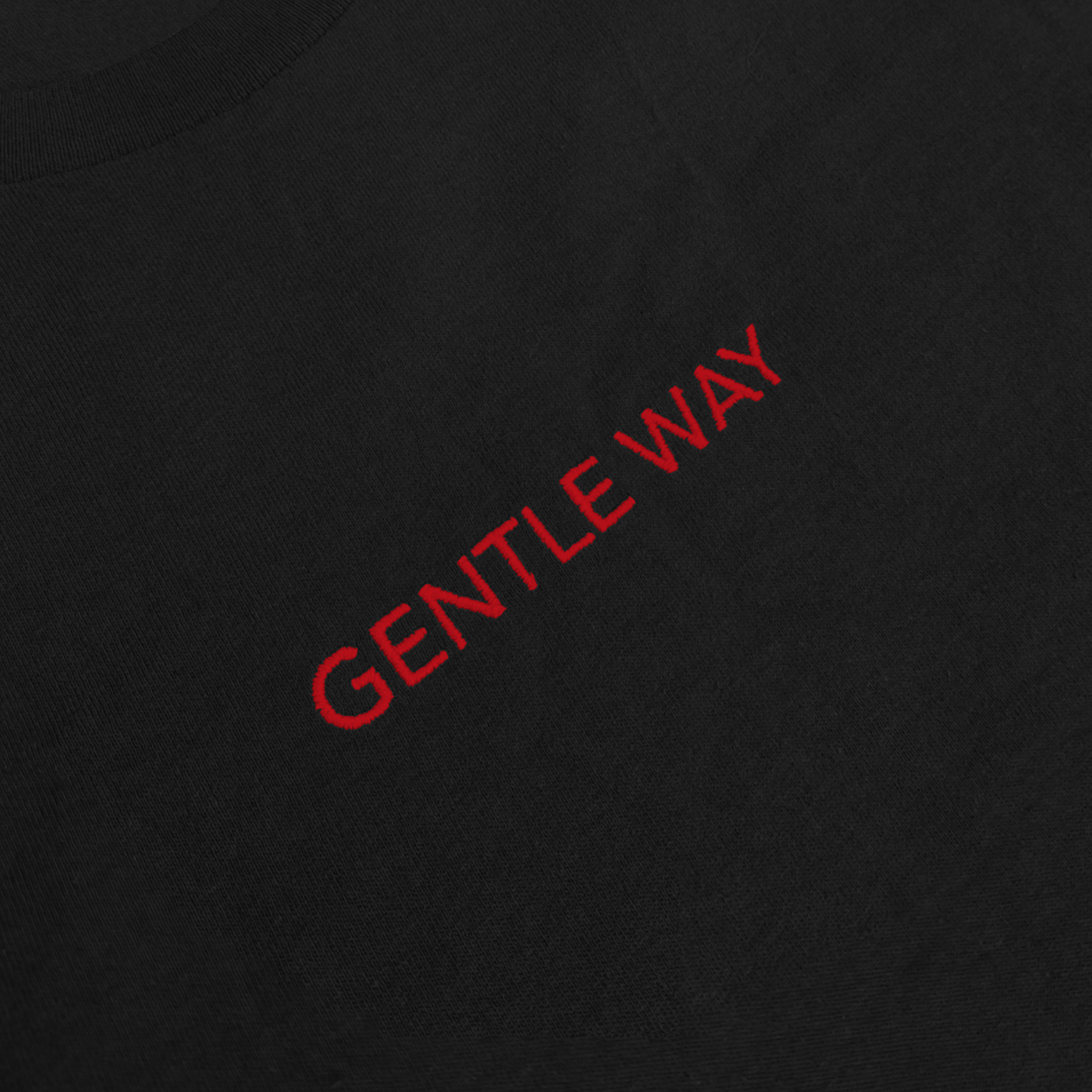'Gentle Way' Embroidered T-shirt - Black & Red