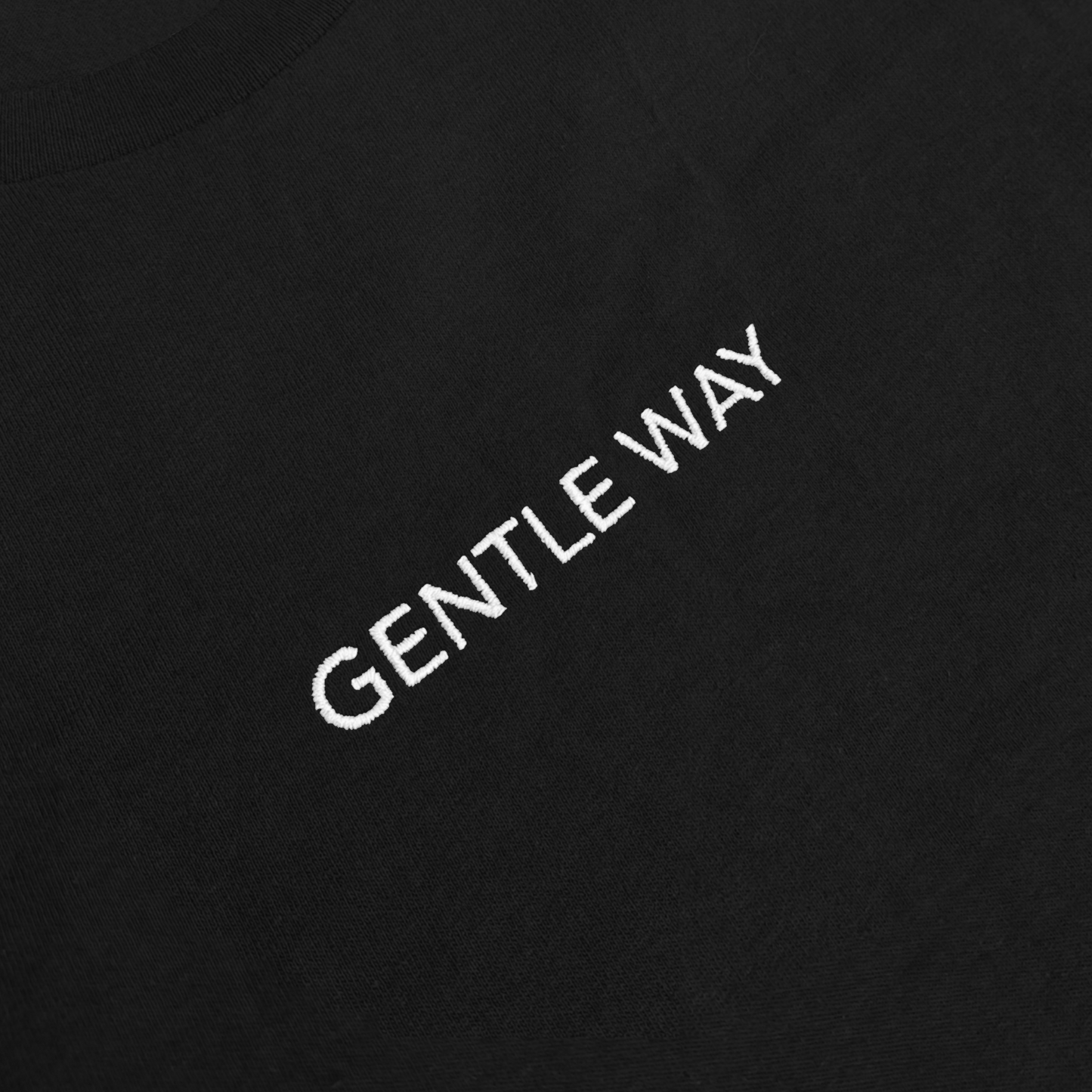 'Gentle Way' Embroidered T-shirt - Black & White