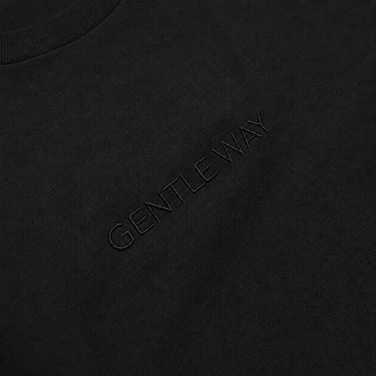 'Gentle Way' Embroidered T-shirt - All Black
