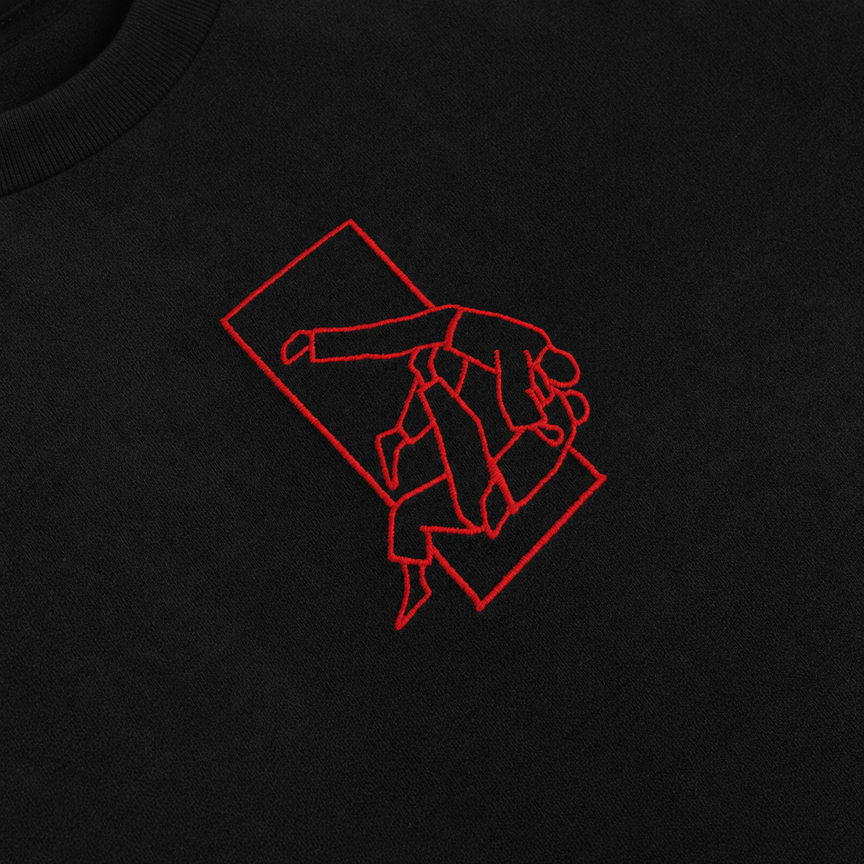 'Sutemi' Embroidered T-shirt - Black & Red