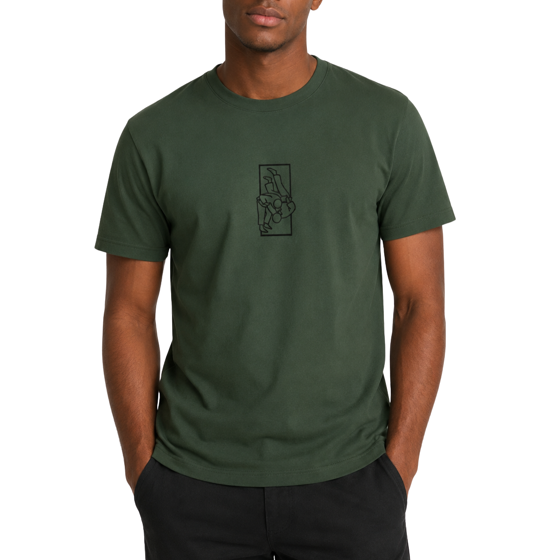 'Tachi' Embroidered T-shirt - Military Green & Black