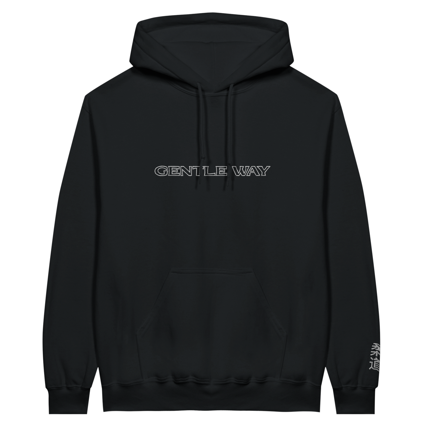 'Gentle Way' Embroidered Hoodie - Black & White
