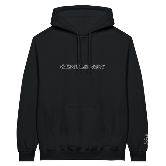 'Gentle Way' Embroidered Hoodie - Black & White