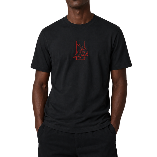 'Sutemi' Embroidered T-shirt - Black & Red
