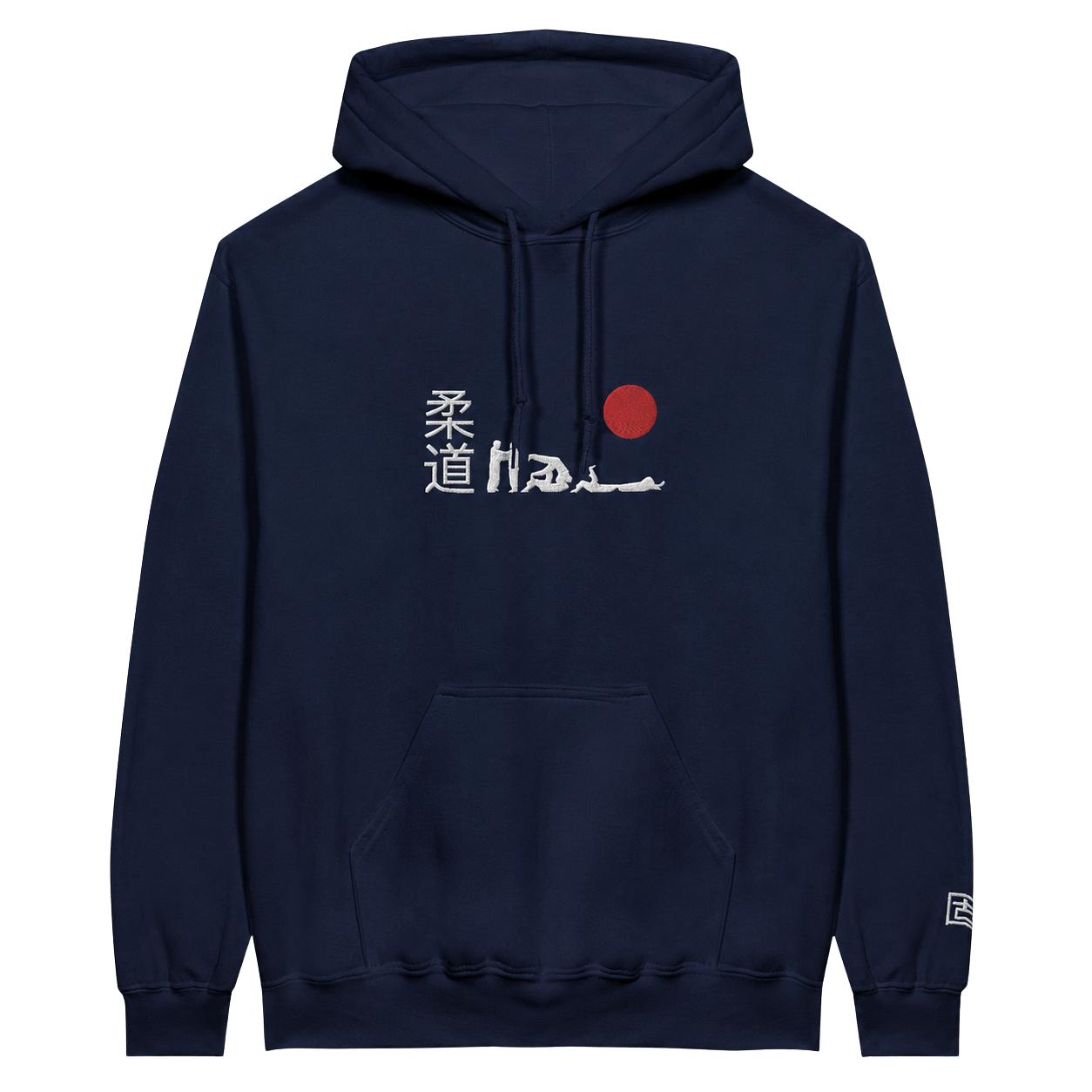 'Hajime' Embroidered Hoodie - Navy & White