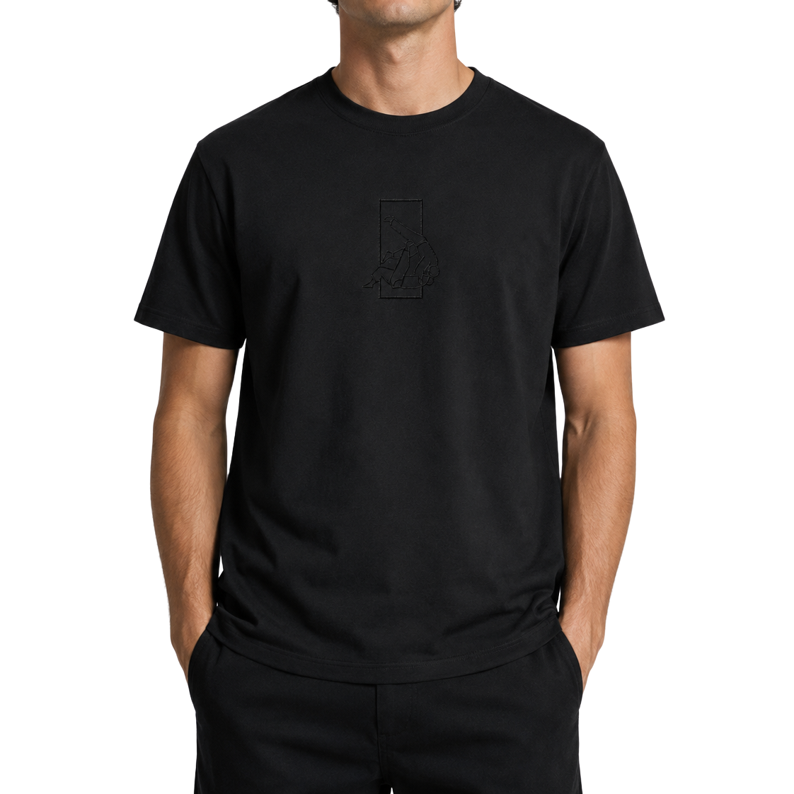 'Sutemi' Embroidered T-shirt - All Black