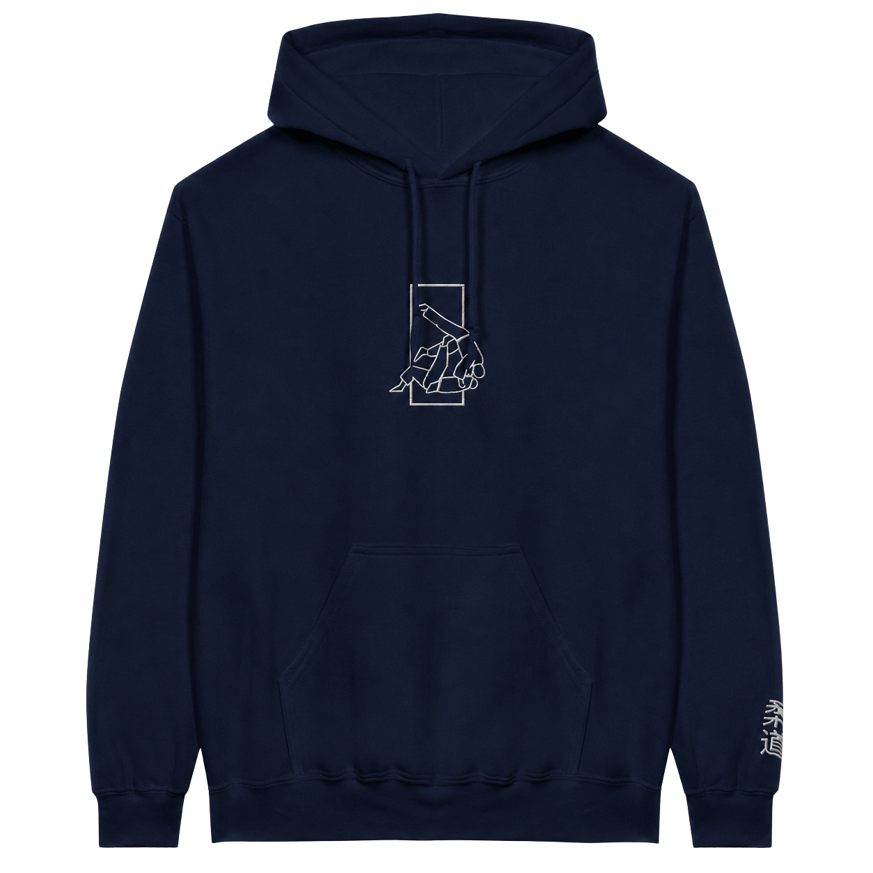 'Sutemi' Embroidered Hoodie - Navy & White