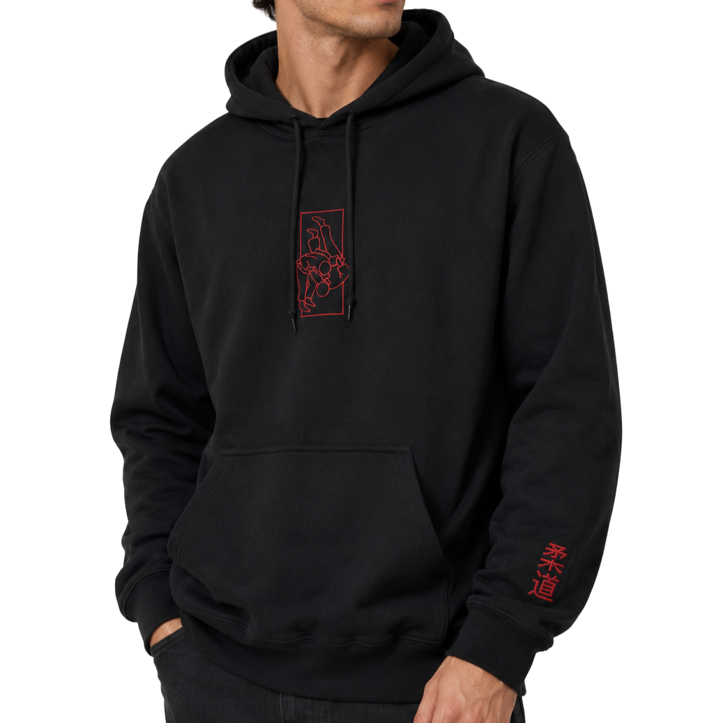 'Tachi' Embroidered Hoodie - Black &  Red