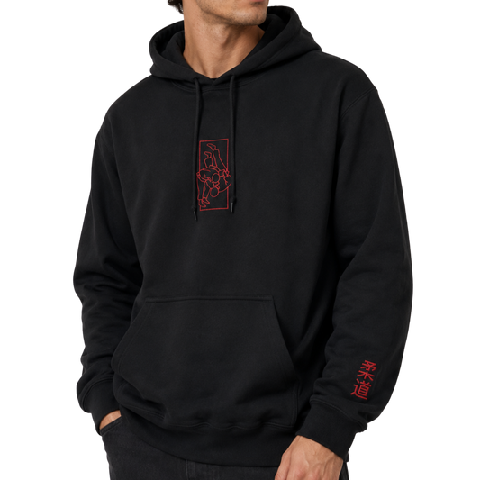 'Tachi' Embroidered Hoodie - Black &  Red