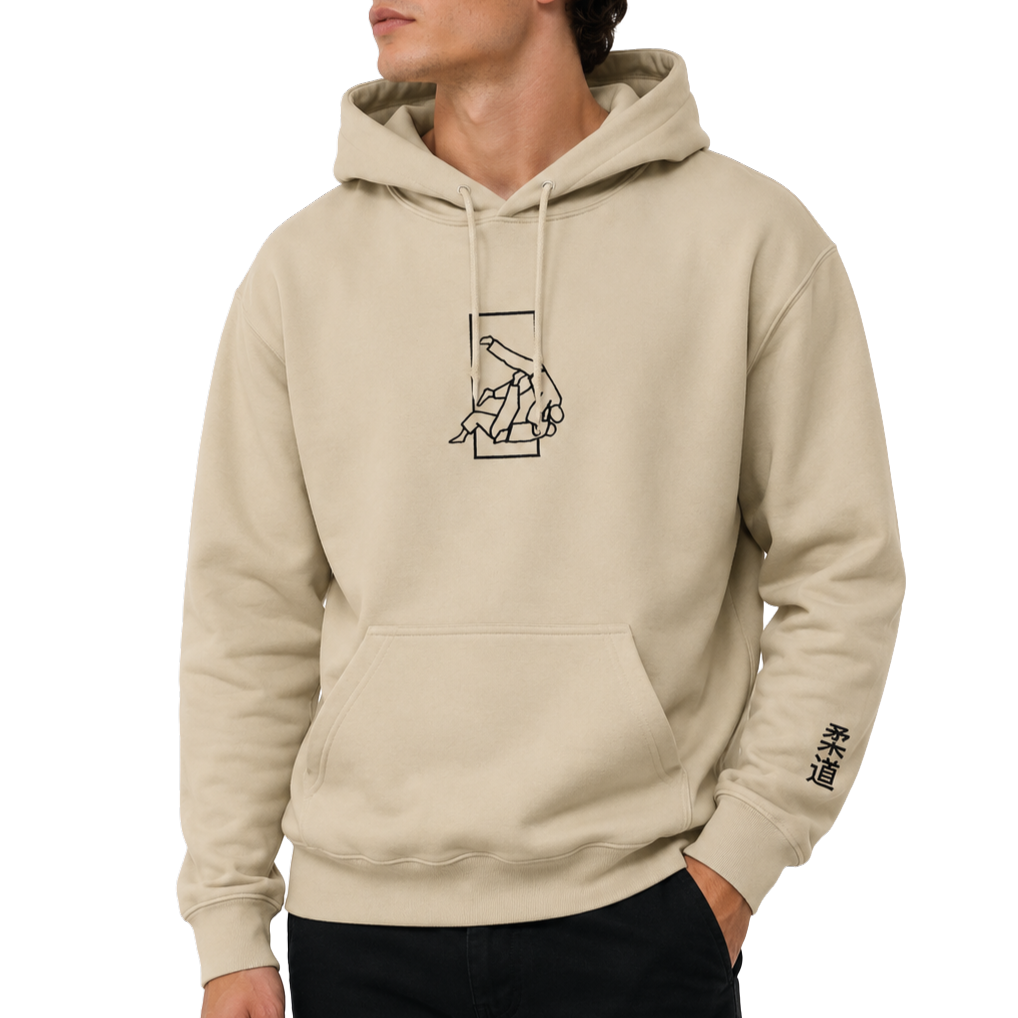 'Sutemi' Embroidered Hoodie - Sand & Black