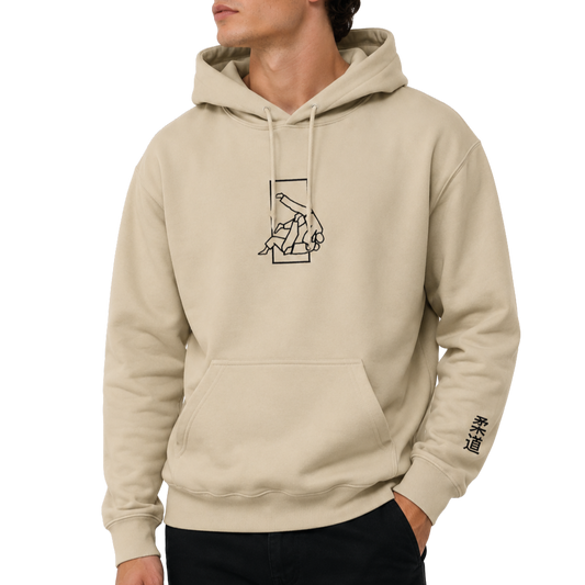 'Sutemi' Embroidered Hoodie - Sand & Black