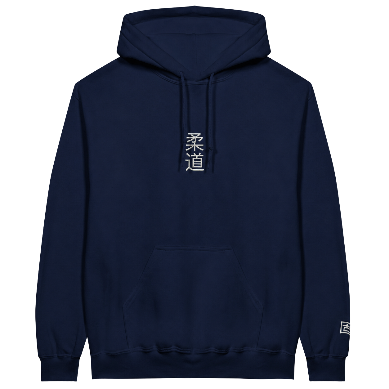 'Kanji' Embroidered Hoodie - Navy & White