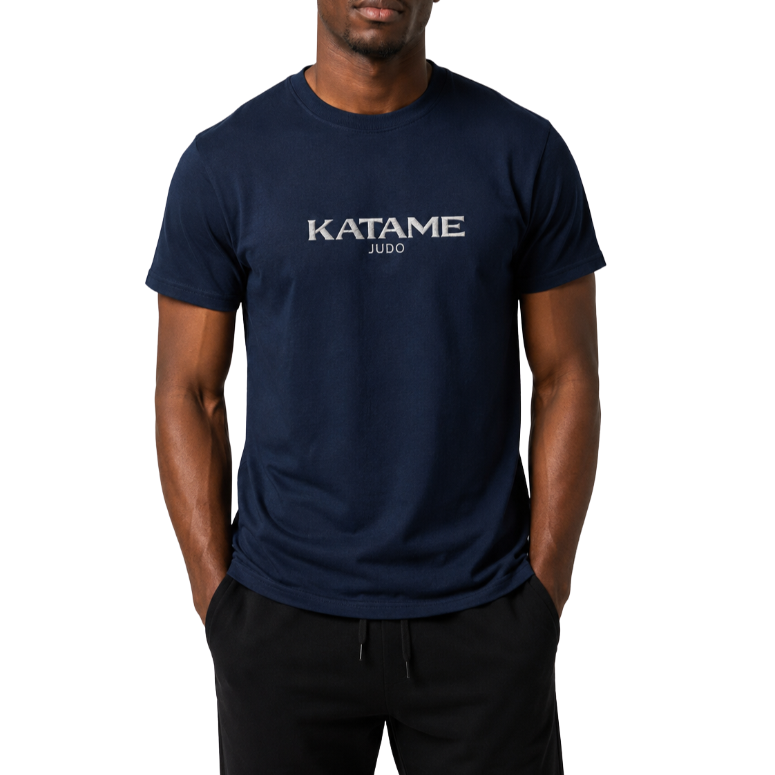 'KATAME' Embroidered T-shirt - Navy & White
