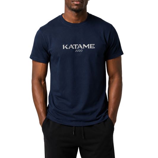 'KATAME' Embroidered T-shirt - Navy & White