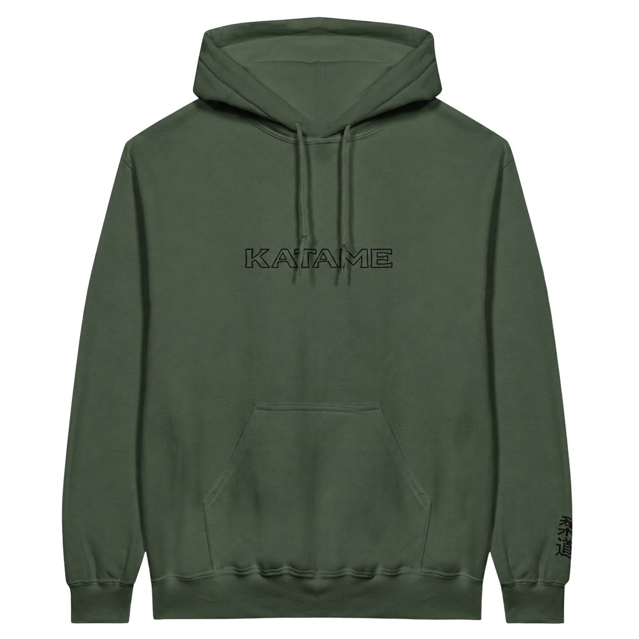 'KATAME' Embroidered Hoodie - Military Green & Black