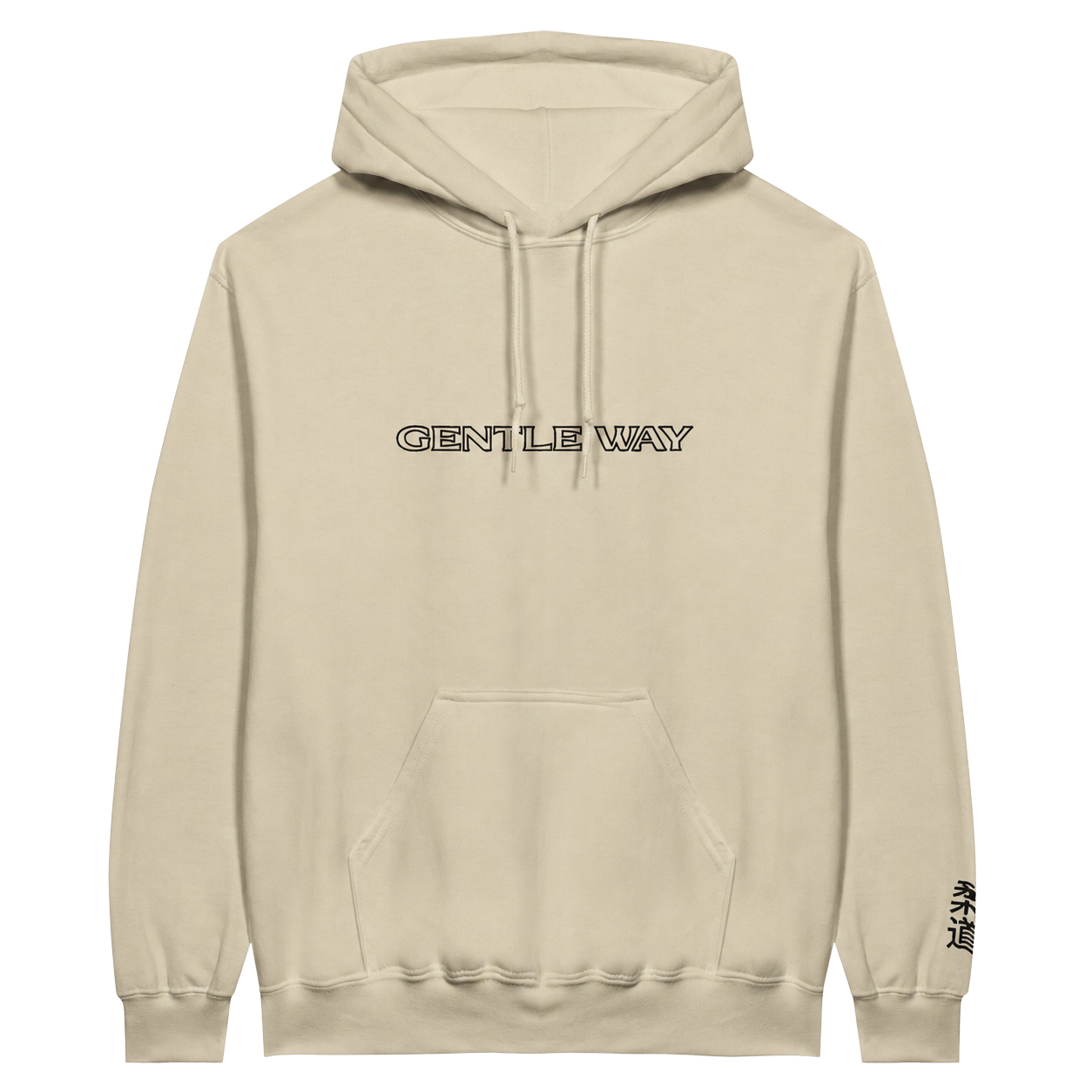 'Gentle Way' Embroidered Hoodie - Sand & Black