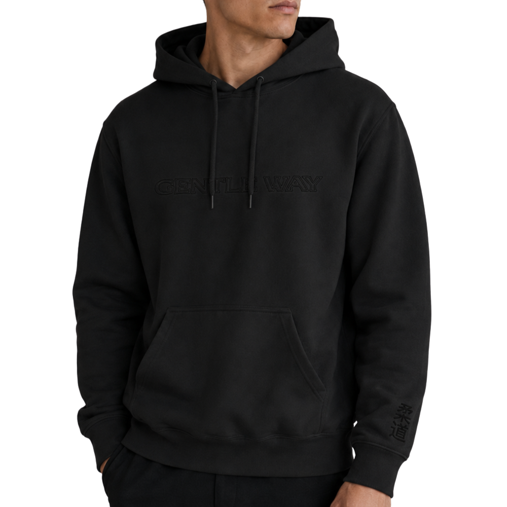 'Gentle Way' Embroidered Hoodie - All Black