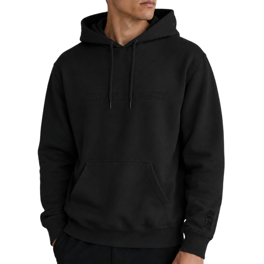 'Gentle Way' Embroidered Hoodie - All Black