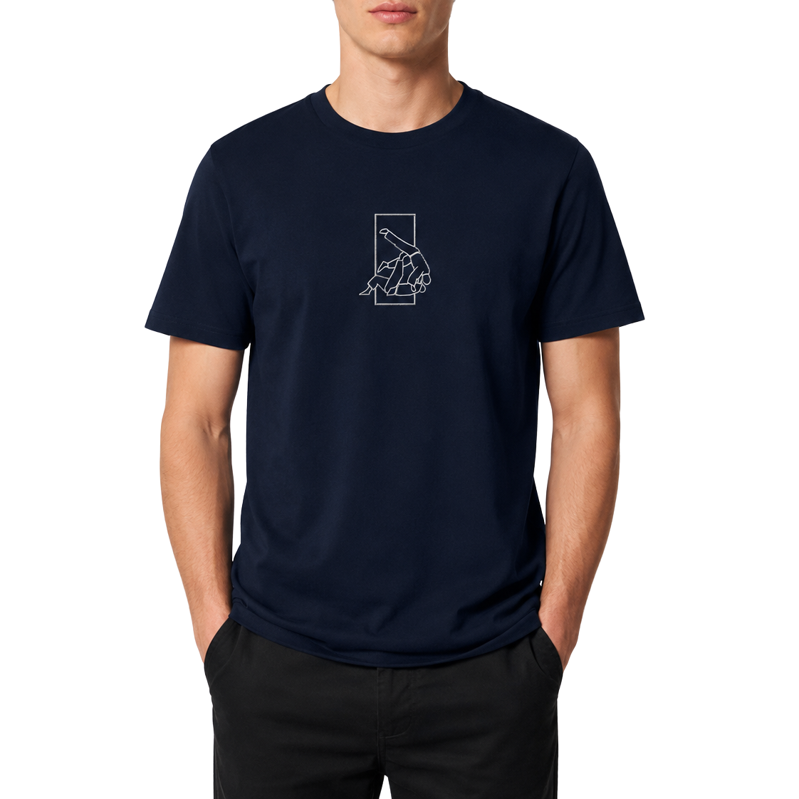 'Sutemi' Embroidered T-shirt - Navy & White