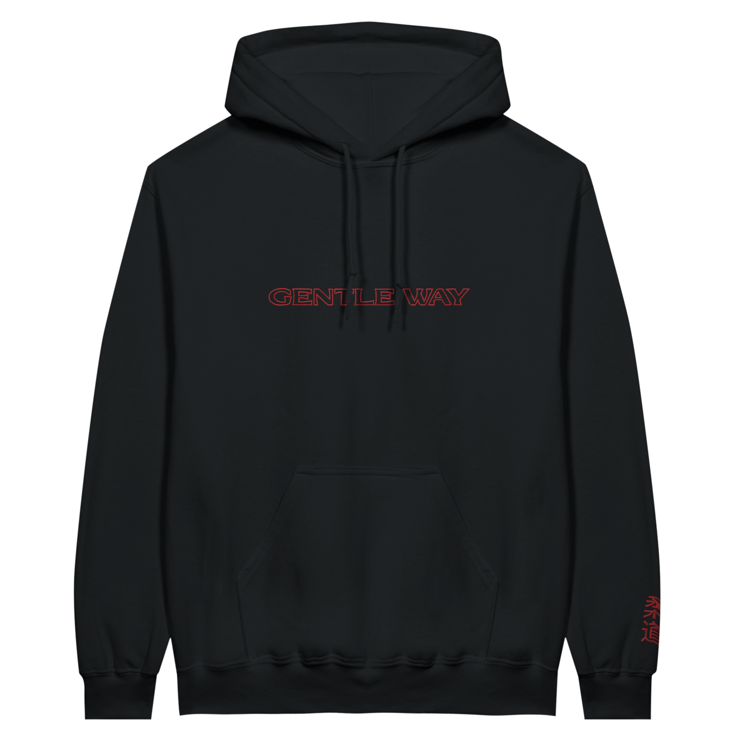'Gentle Way' Embroidered Hoodie - Black & Red