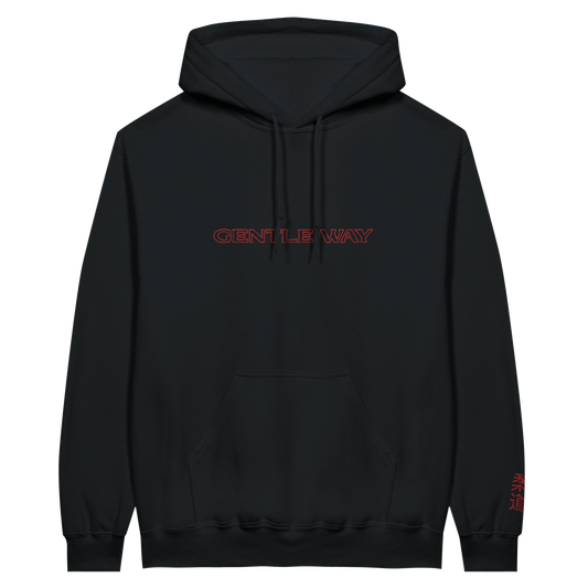 'Gentle Way' Embroidered Hoodie - Black & Red