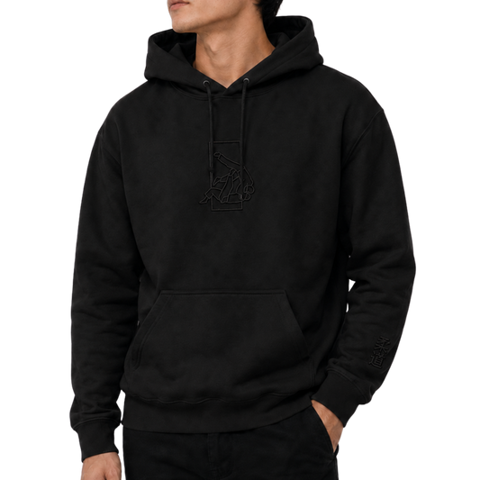 'Sutemi' Embroidered Hoodie - All Black