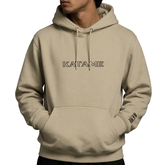 'KATAME' Embroidered Hoodie - Sand & Black