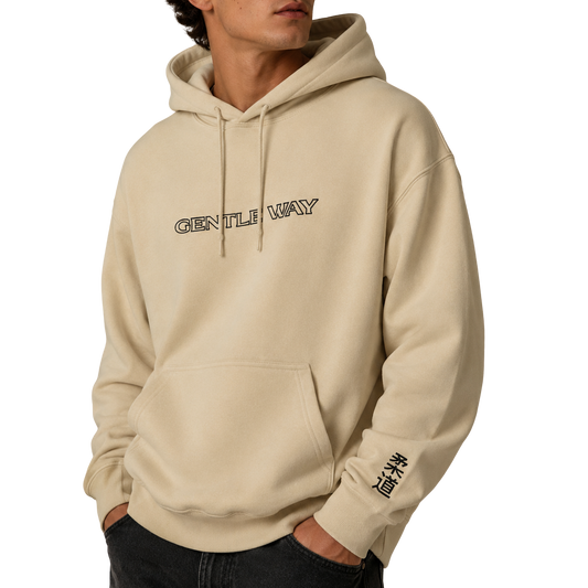 'Gentle Way' Embroidered Hoodie - Sand & Black