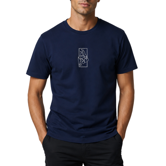 'Tachi' Embroidered T-shirt - Navy & White