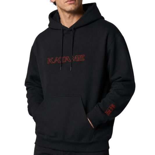 'KATAME' Embroidered Hoodie - Black &  Red