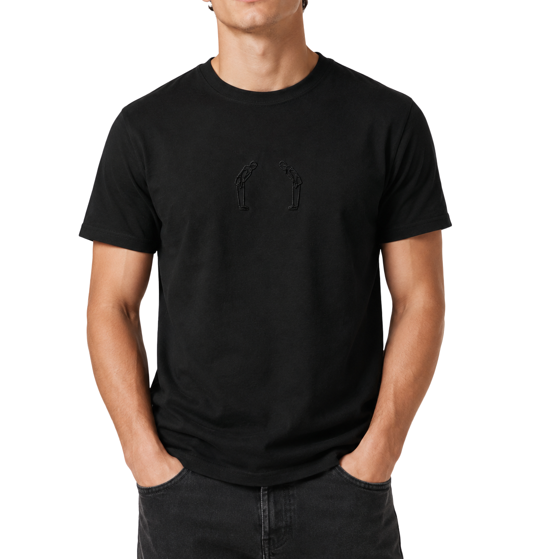 'Rei' Embroidered T-shirt - All Black