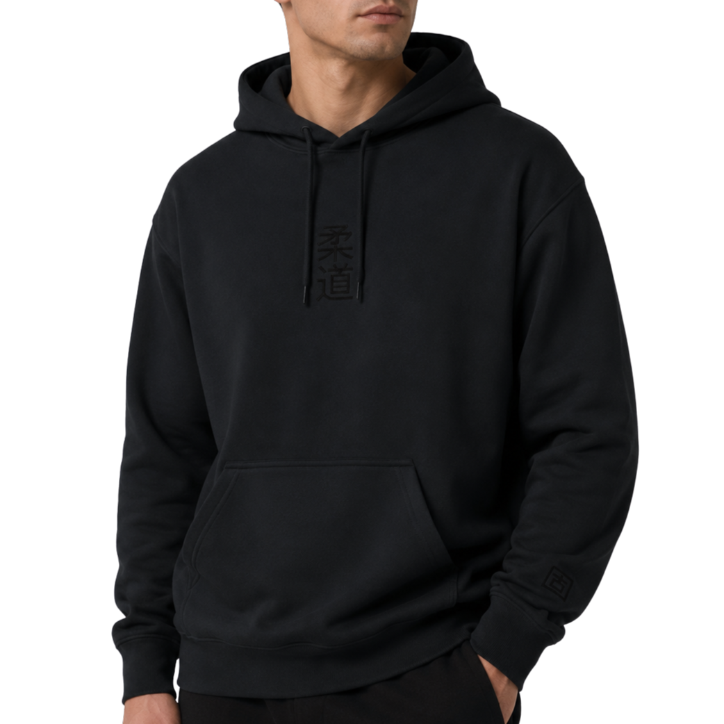 'Kanji' Embroidered Hoodie - All Black