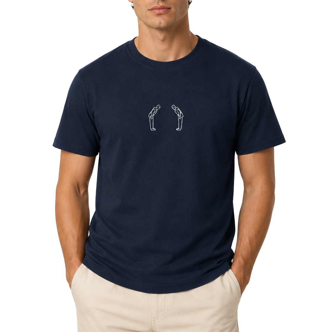 'Rei' Embroidered T-shirt - Navy & White