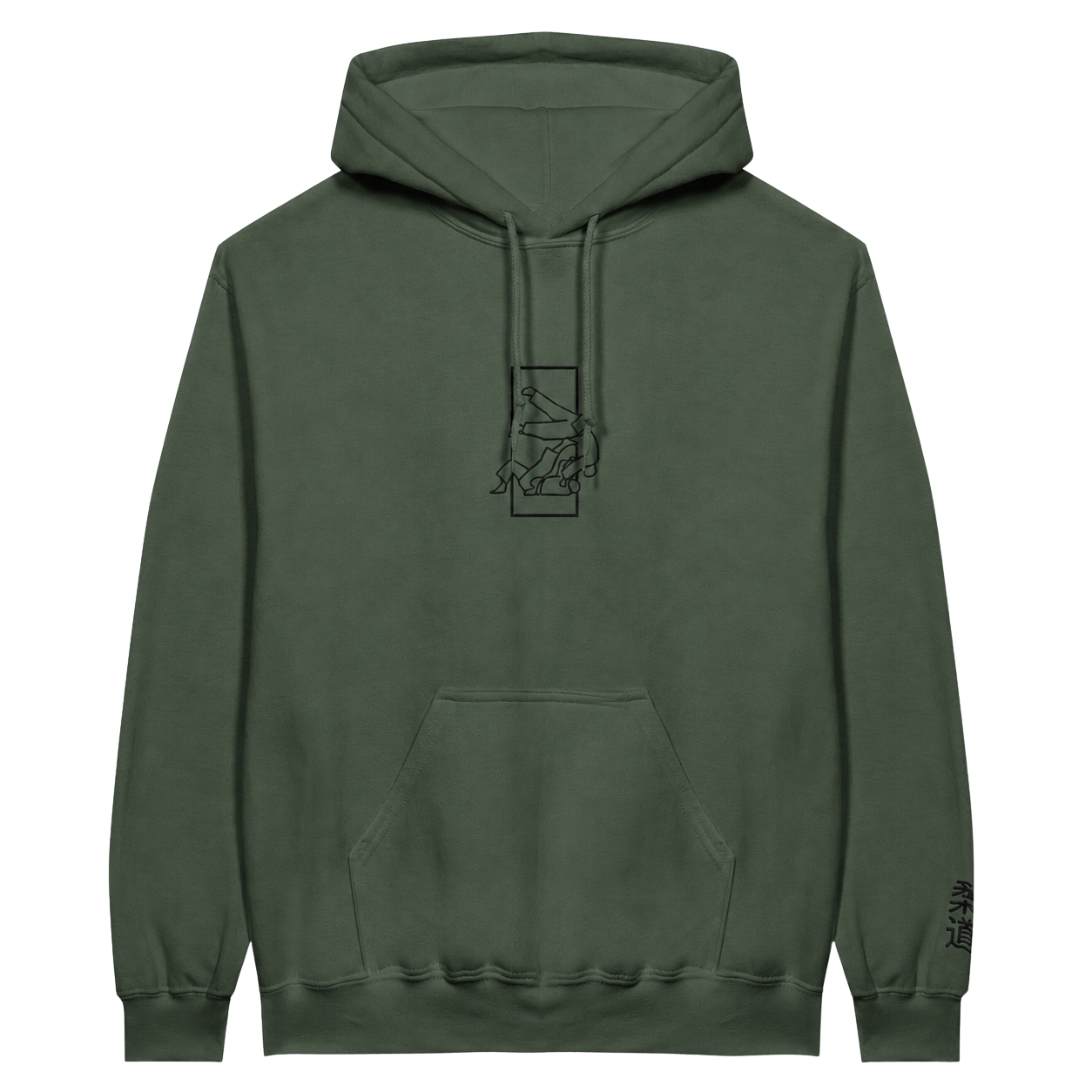 'Sutemi' Embroidered Hoodie - Military Green & Black