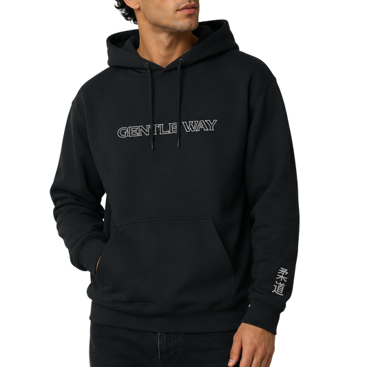 'Gentle Way' Embroidered Hoodie - Black & White