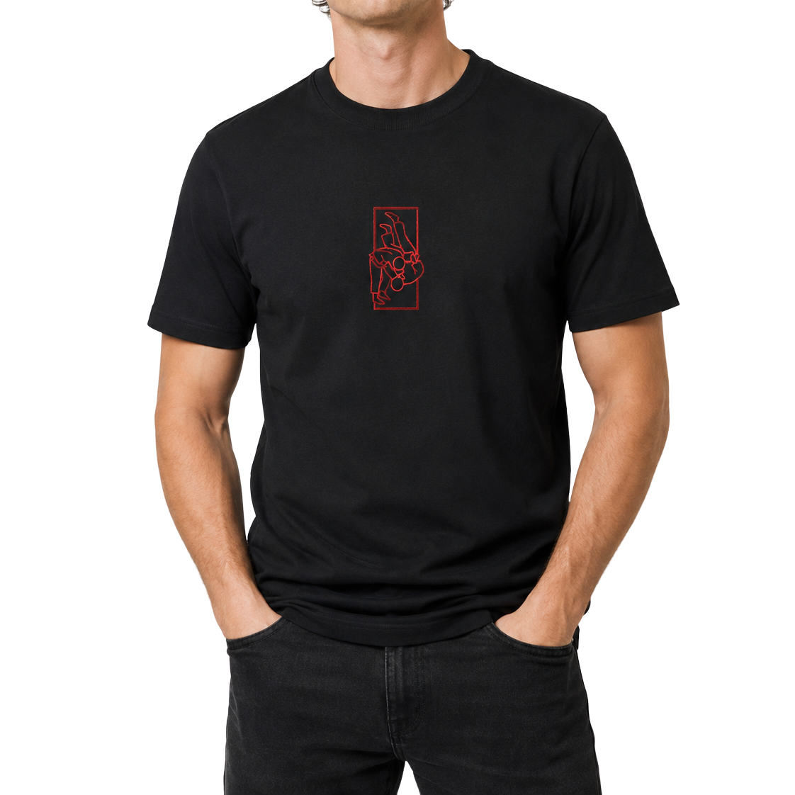 'Tachi' Embroidered T-shirt - Black & Red