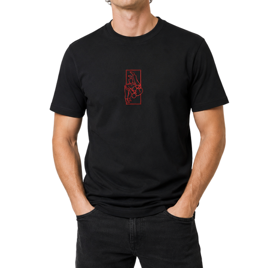 'Tachi' Embroidered T-shirt - Black & Red