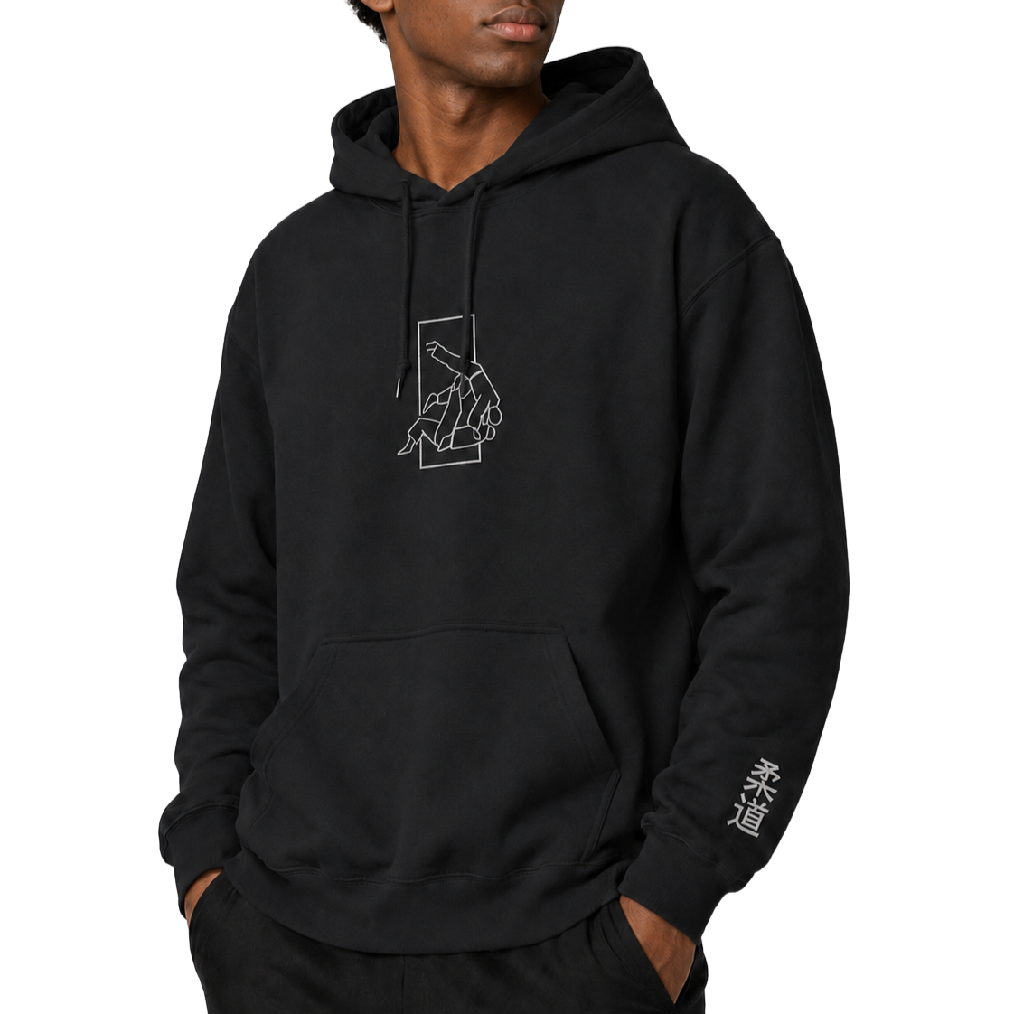 'Sutemi' Embroidered Hoodie - Black & White