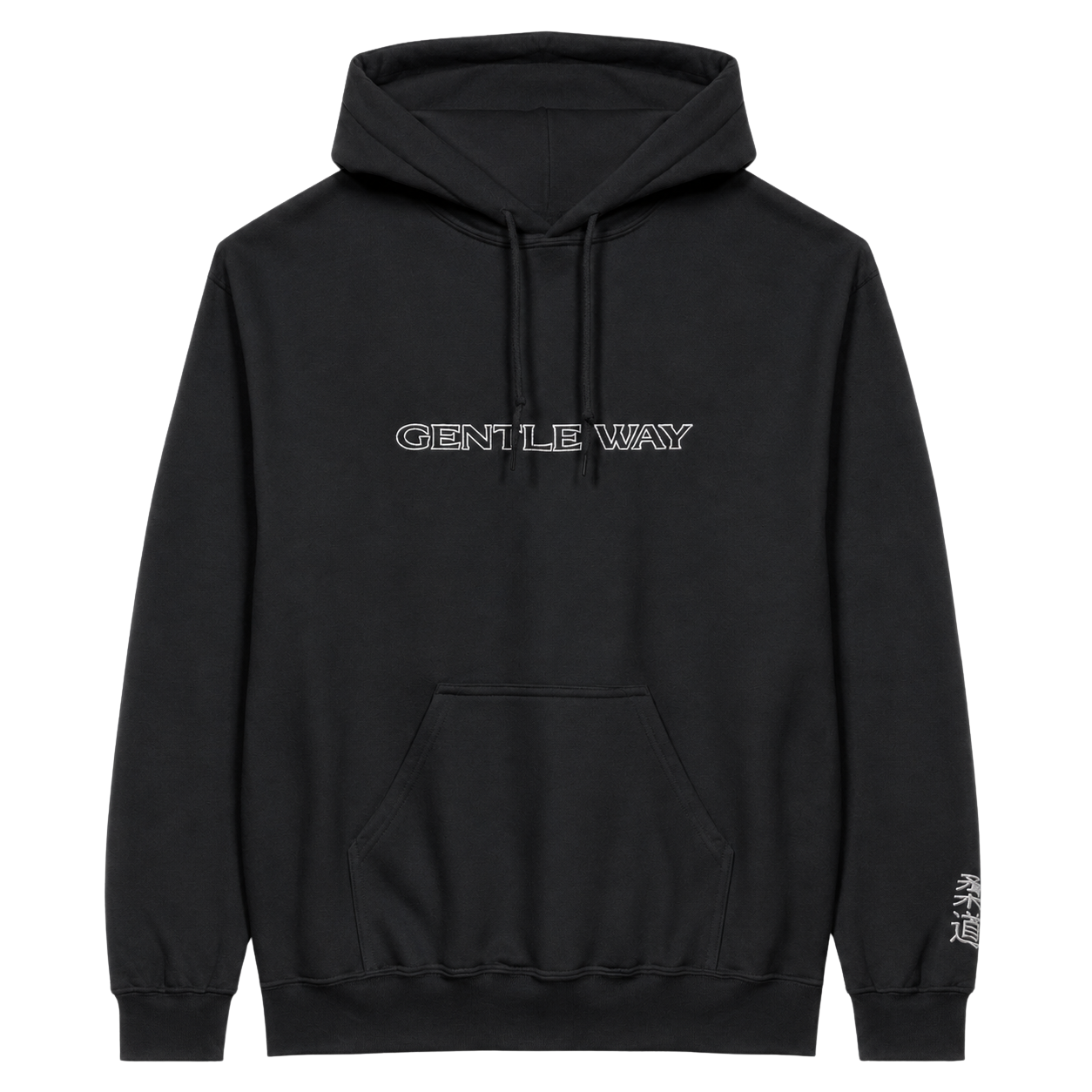 'Gentle Way' Embroidered Hoodie - Black & White