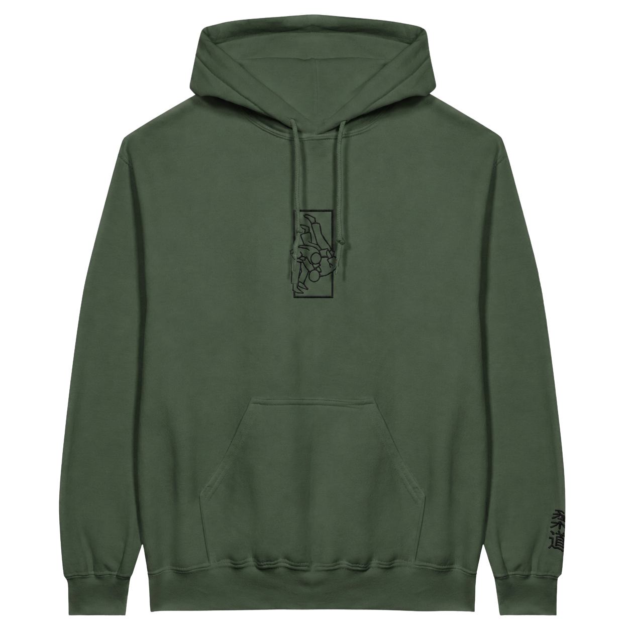 'Tachi' Embroidered Hoodie - Military Green & Black