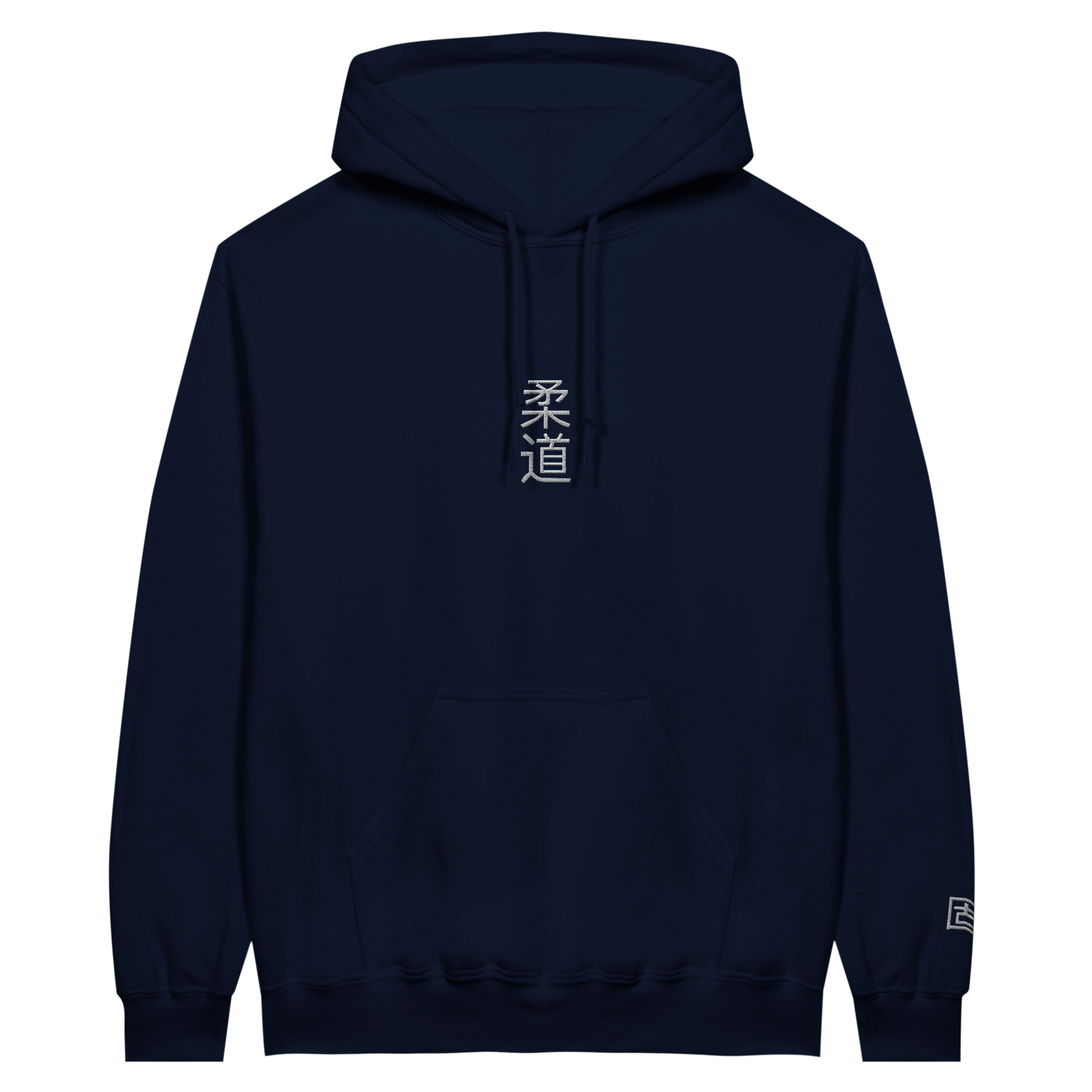 'Kanji' Embroidered Hoodie - Navy & White