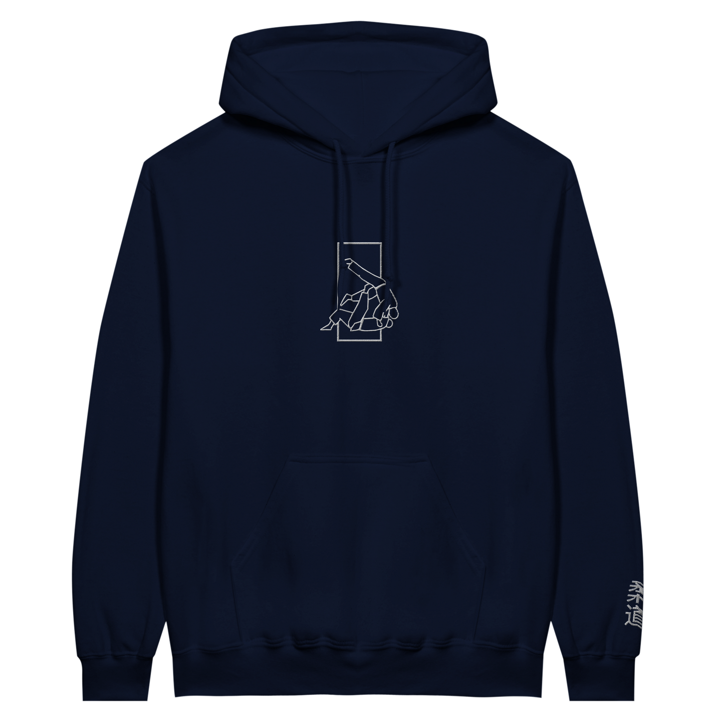 'Sutemi' Embroidered Hoodie - Navy & White