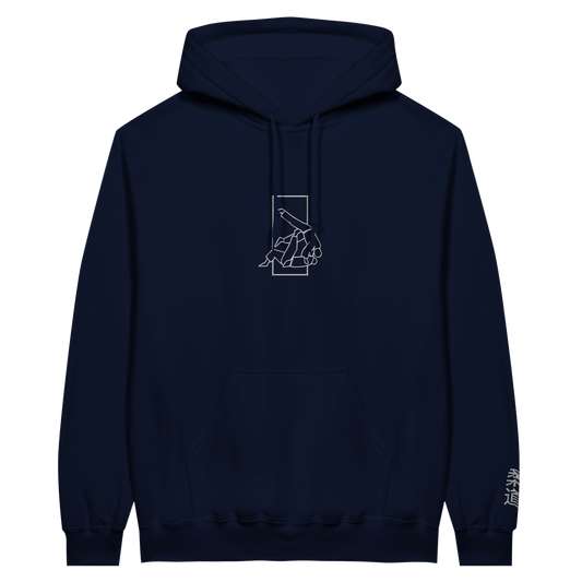 'Sutemi' Embroidered Hoodie - Navy & White