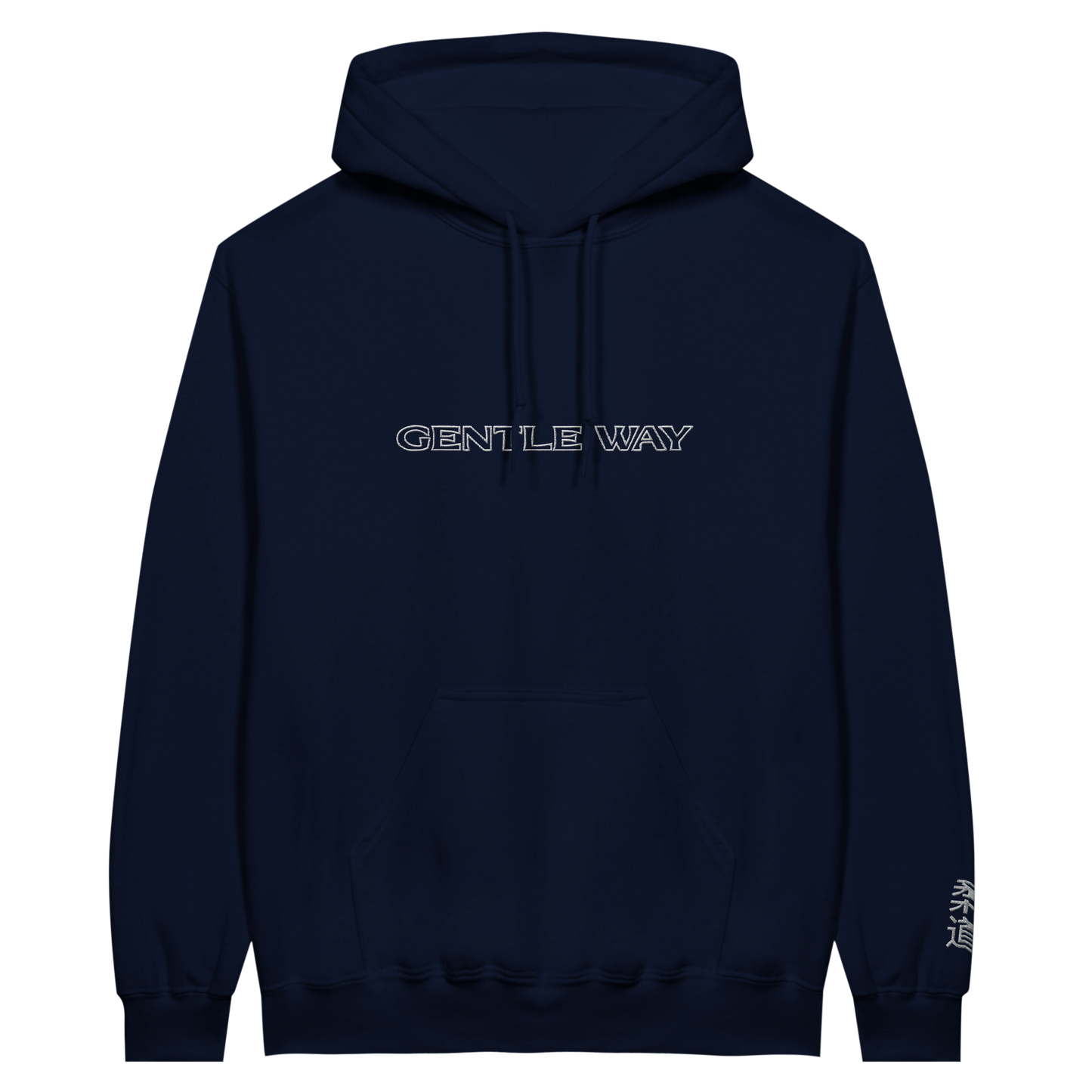 'Gentle Way' Embroidered Hoodie - Navy & White