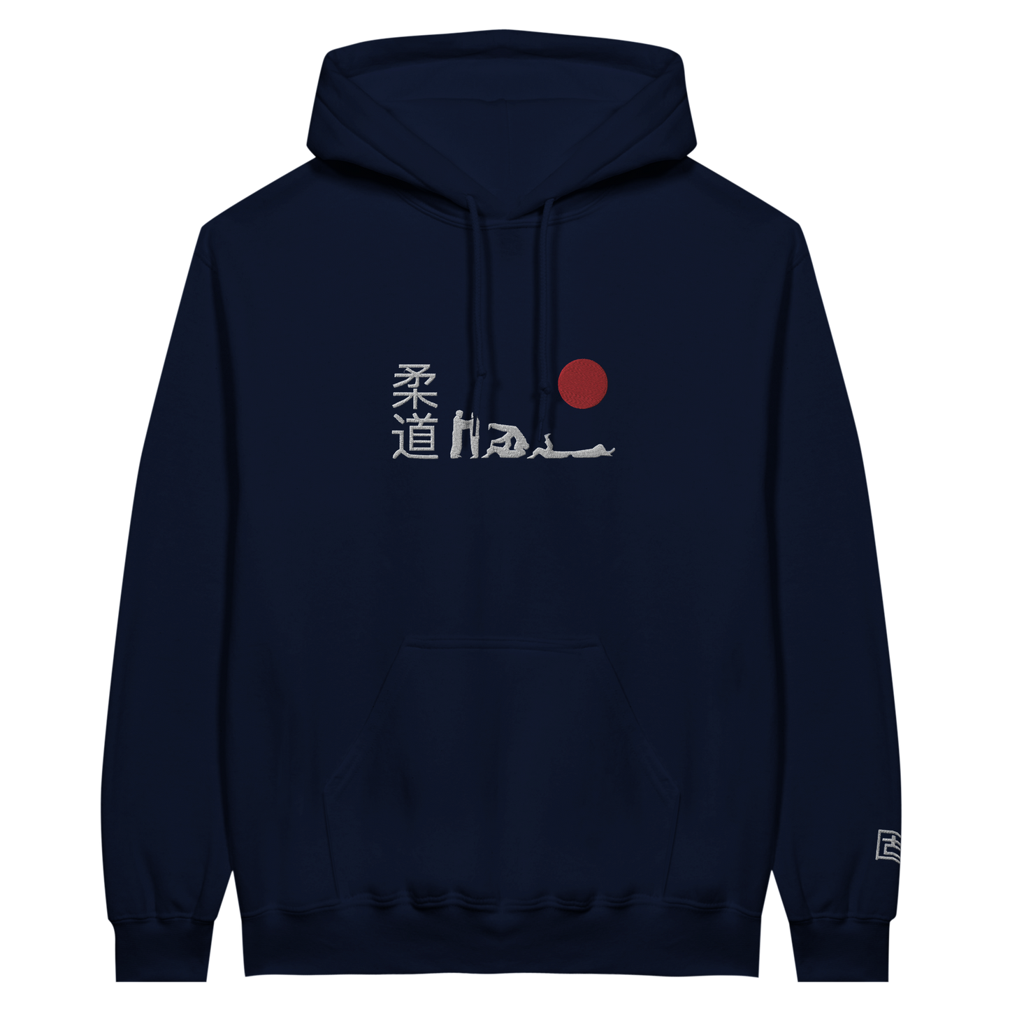 'Hajime' Embroidered Hoodie - Navy & White