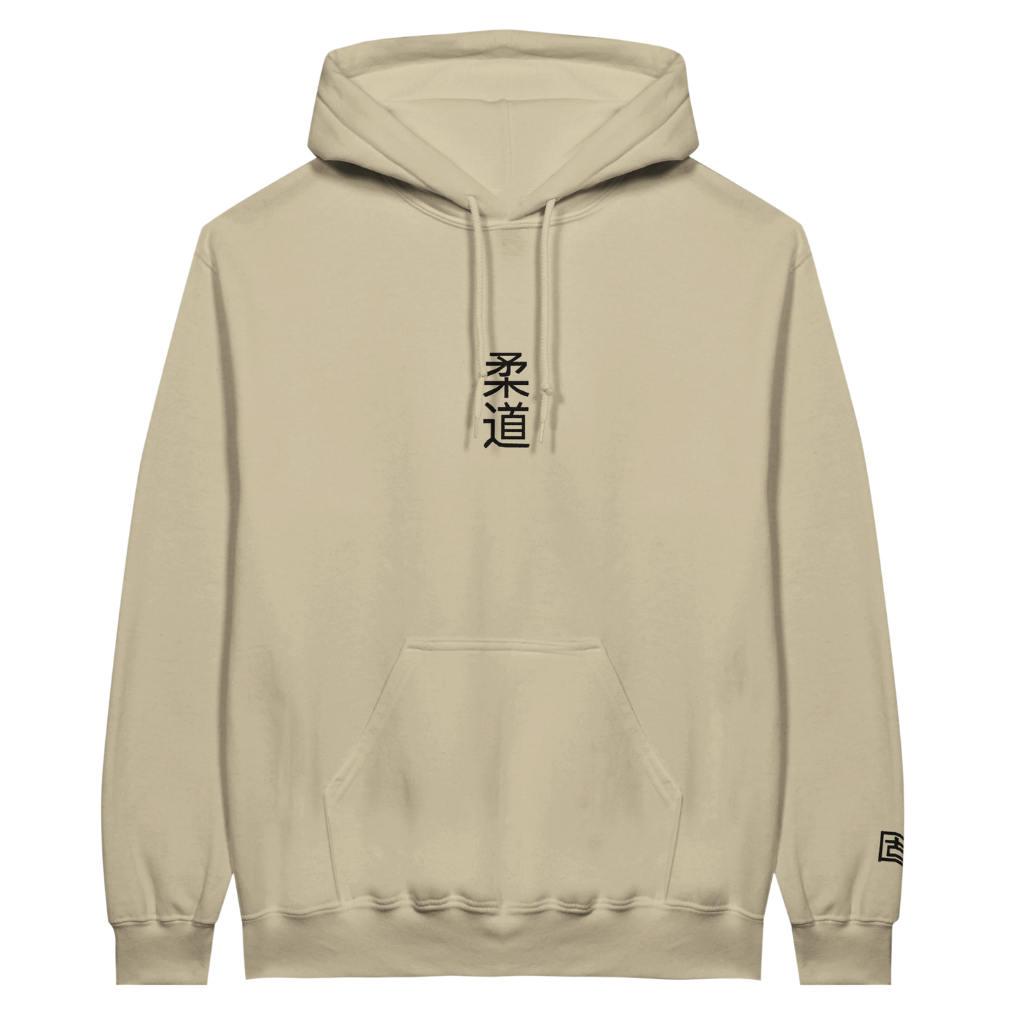 'Kanji' Embroidered Hoodie - Sand & Black
