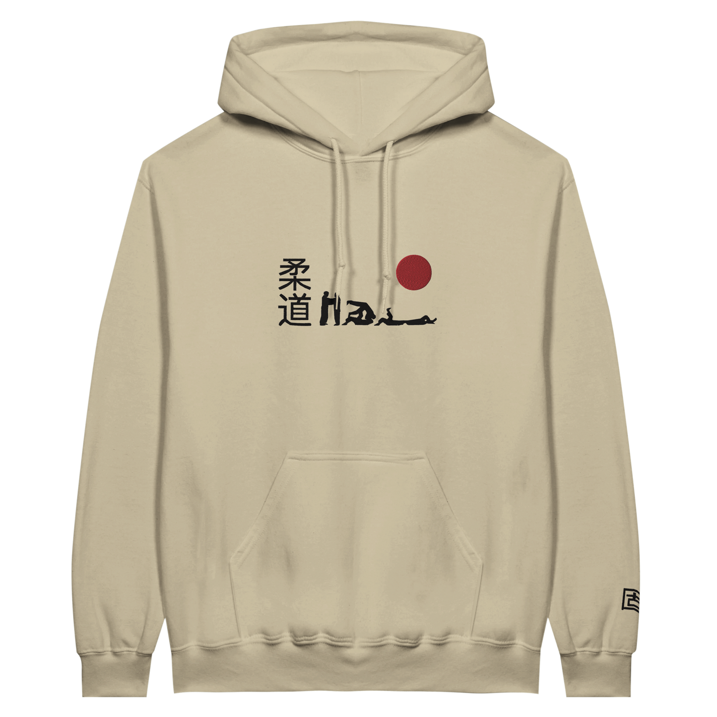 'Hajime' Embroidered Hoodie - Sand & Black