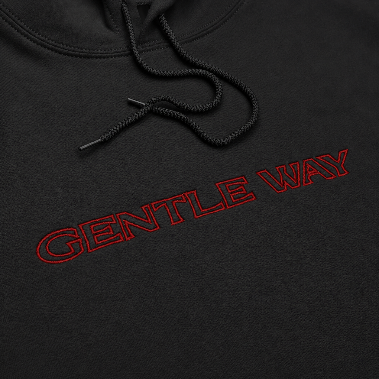 'Gentle Way' Embroidered Hoodie - Black & Red