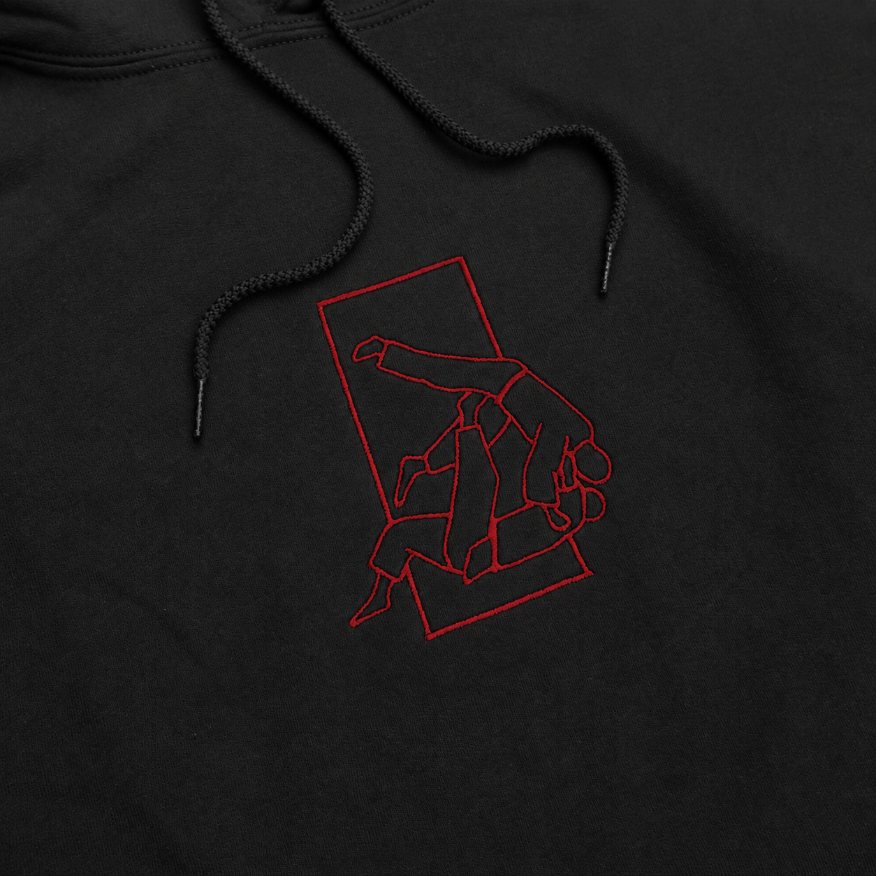 'Sutemi' Embroidered Hoodie - Black &  Red